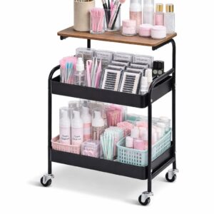 CARRITO ORGANIZADOR CON MESA EN MADERA 3 NIVELES
